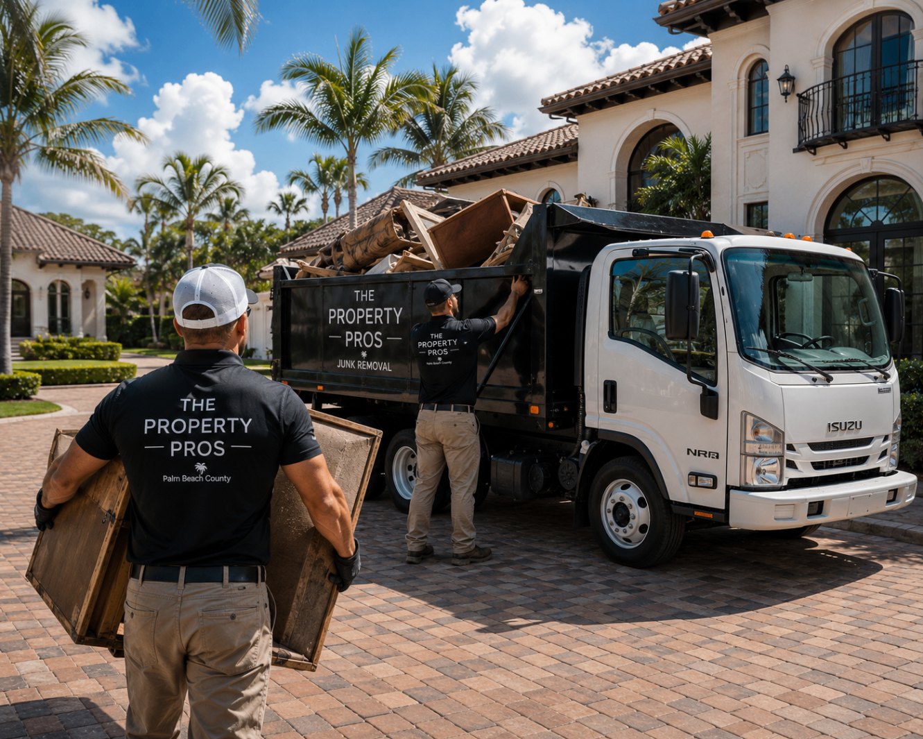 Junk removal service Palm Beach County Florida estate cleanout garage cleanout debris hauling veteran owned The Property Pros